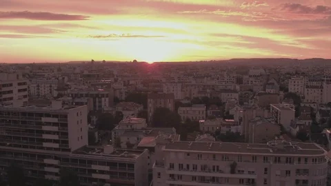 Epic sunset over paris 4K Stock Footage 99938192