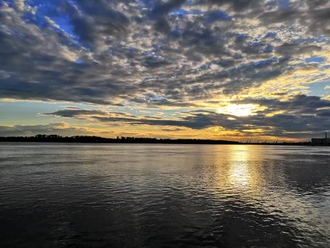 Epic sunset by the river 스톡 사진