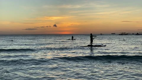 Epic Sunset On White Beach In Boracay, Philippines Stock Footage 159195482