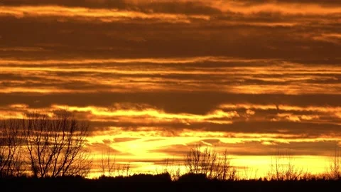 Epic sunset in winter, orange skycape. Stock Footage 144333113
