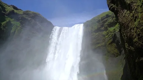Epic super slow motion huge waterfall - Skogafoss Iceland Видео 72332398