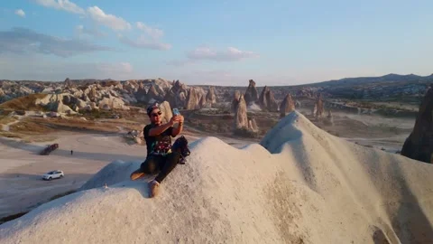 Epic Sword Valley Selfie Spot (Cappadocia) Stock Footage 307194492