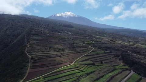 Epic Teide Mountain Volcano Covered with Snow, Tenerife 4K Stock Footage 171714135