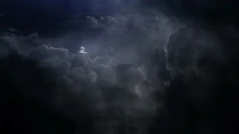 Epic thunderstorm moving clouds at night with lightning seamless loop. Video stock 171518013