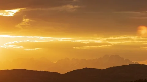 Epic Time Lapse Of Epic Sunset, Midnight Sun Over Snowcapped Mountains  스톡 동영상 93884485