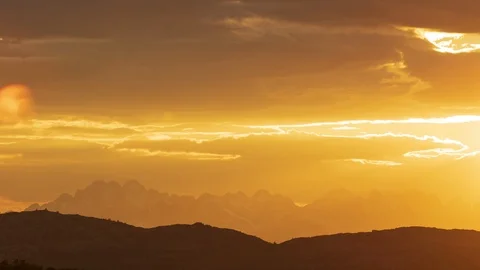 Epic Time Lapse Of Epic Sunset, Midnight Sun Over Snowcapped Mountains  스톡 동영상 93884488