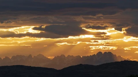 Epic Time Lapse Of Epic Sunset, Midnight Sun Over Snowcapped Mountains  스톡 동영상 93884728