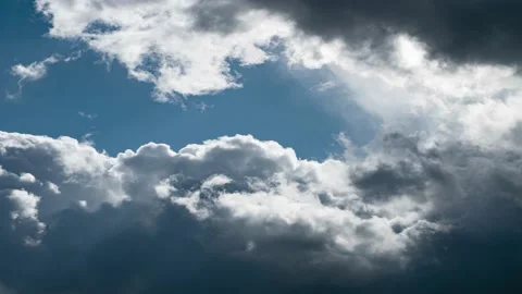 Epic time lapse of fast moving clouds and blue summer sky before dramatic storm. Stock Footage 179508120