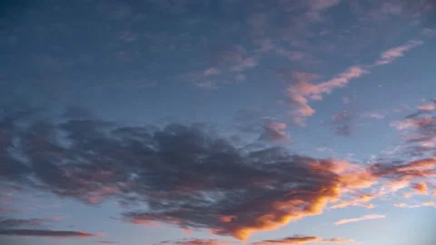 Epic time lapse of fast moving clouds and blue summer sky at beautiful sunset. Stock Footage 179529424