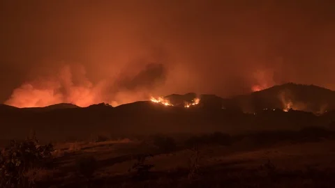 Epic Time lapse fire cloud Night Stock Footage 89727847