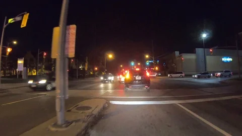 Epic time warp time lapse driving at night on highway and streets of Toronto Stock Footage 97837638