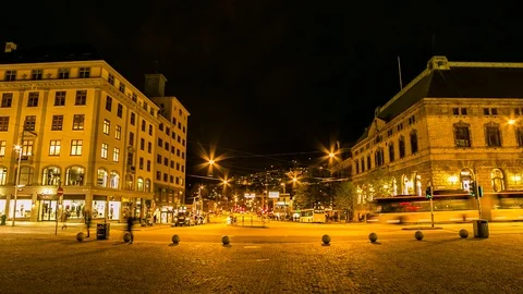 Epic timelapse city of bergen 2 Stock Footage 89494096