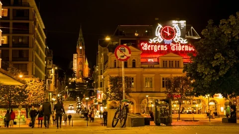 Epic timelapse city of bergen Stock Footage 89494071