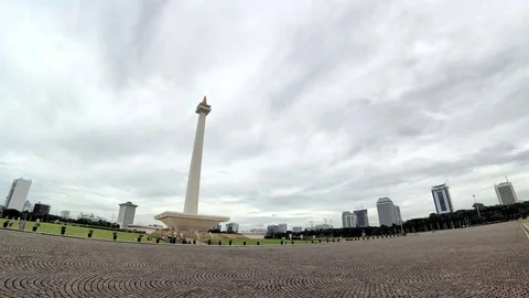 Epic timelapse of cloud movement and people activity in National Monument Stock-Footage 70149578