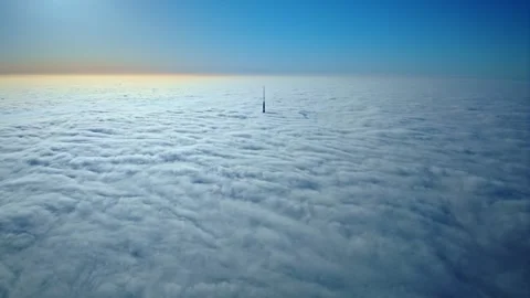 Epic Timelapse, Riga, Zakusala TV Tower Emerging Above Moving Clouds at Sunrise Stock Footage 308447248