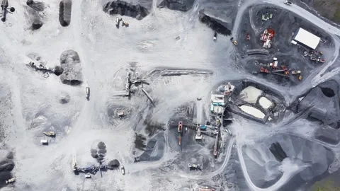 Epic Top Down Vatnsskard Quarry Iceland - Industrial Mining Time Lapse View Video stock 345774084