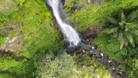 Epic top down view of a high waterfall in a tropical forest in Java, Video stock 160447861