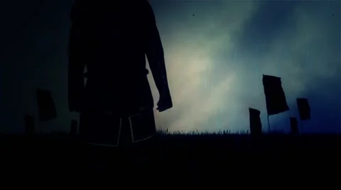 Epic Traditional Samurai Warrior Wearing a Full Body Armor Standing Under Storm Stock Footage 59121301