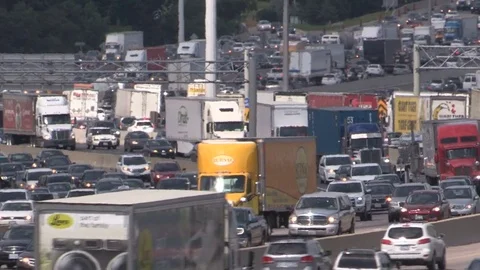 Epic traffic jam and gridlock on the highway in Toronto during rush hour Stock Footage 78019738