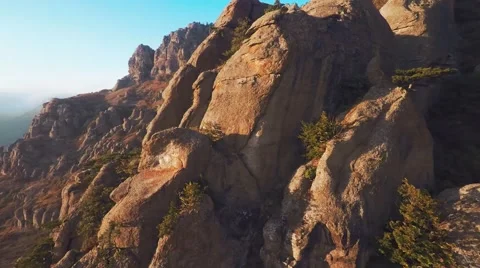 Epic view of cliffs and spruce forests, aerial, fir, fir-tree, mountain Stock-Footage 57260513