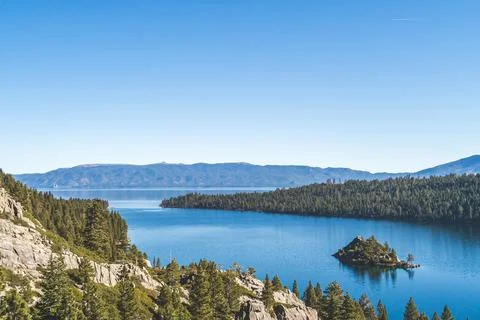 Epic view overlooking Emerald Bay, Lake Tahoe, California 写真素材
