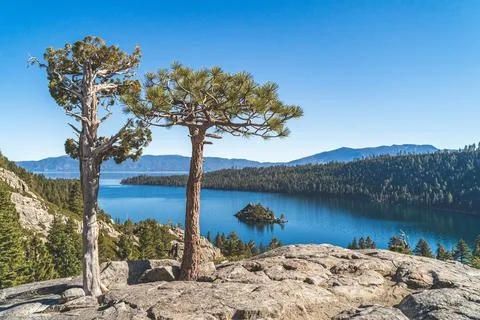 Epic view overlooking Emerald Bay, Lake Tahoe, California Stock Photos