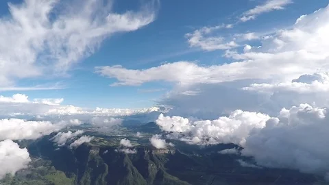 Epic view from a plane flying over mountainous region. Aerial Footage Stock Footage 88452129