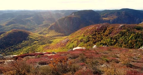 An epic view of Quebec mountains in Canada. Filmed with a drone during Stock Footage 97771449
