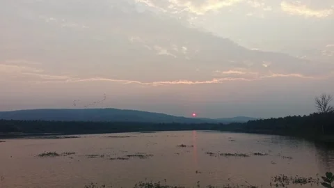 An epic view of a surreal and bizarre colorful sunset or sunrise over mount.. 스톡 동영상 313382152