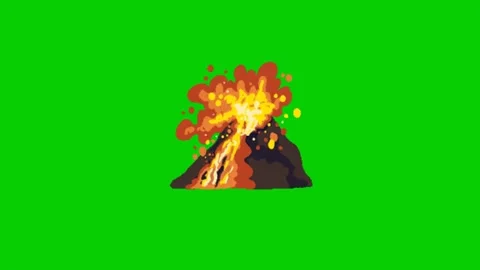 Epic Volcanic Eruption Mountain Animation Stock Footage 340514114