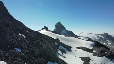 Epic Volcanic Landscape, Mountains in the Alpine, Aerial View Stock Footage 289557543