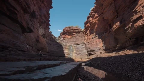 Epic Waterfall and Pool – Joffre Gorge, Karijini National Park WA Stock Footage 316217874