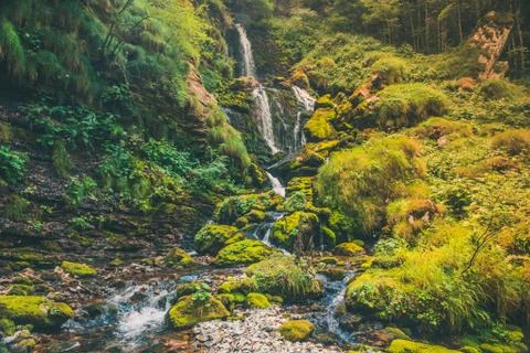 Epic waterfall in the jungle Stock Photos