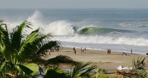 Epic wave big barrel 4K RED Komodo Stock Footage 236141571