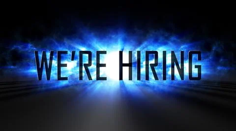 Epic We Are Hiring Text Misty Blue Shine 3D Light Rays And Shadow On Floor Illustrazione stock