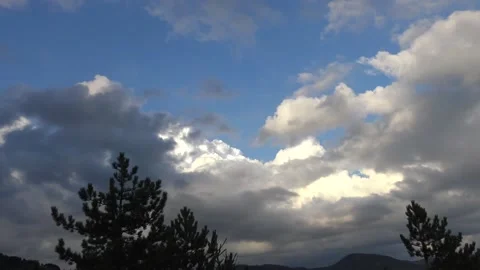 Epic white bubbling cloud hidden behind grey clouds Stock Footage 159074571