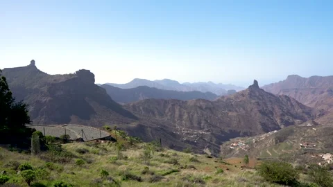 Epic Wide View Scenic Viewpoint Roque Bentayga Gran Canaria Canary Islands .. Stock Footage 314417522
