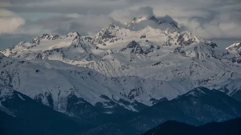 Epic winter mountain landscape  sunset Stock Footage 83694212