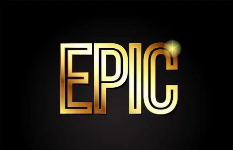 Epic word text typography gold golden design logo icon Stock Illustration