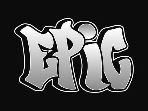 Epic word trippy psychedelic graffiti style letters. Vector hand drawn dood.. Stock Illustration