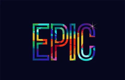 Epic word typography design in rainbow colors logo Stock Illustration