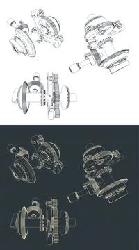 Epicyclic gear module drawings Illustrazione stock