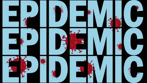 EPIDEMIC 2D Text With Coronavirus Animation In The Background Stock Footage 142363361