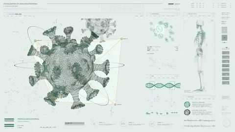 Epidemic Biohazard Laboratory Interface Conducts Scan Of Covid19 Cell Material Stock-Footage 167270737