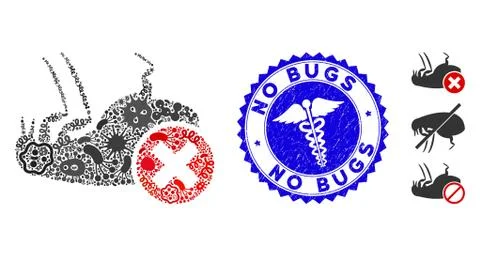 Epidemic Collage Kill Flea Icon with Health Care Textured No Bugs Seal Stock Illustration