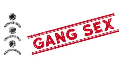 Epidemic Collage Man Queue Icon and Scratched Gang Sex Seal with Lines Stock Illustration