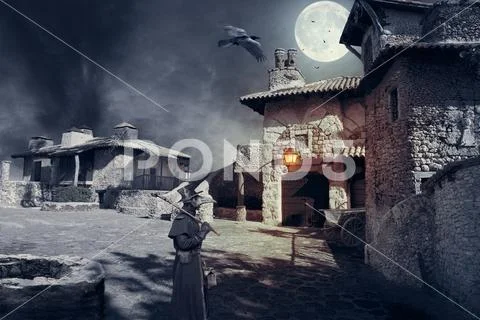 The epidemic of plague in the Middle Ages. Plague doctor. Stock Photos