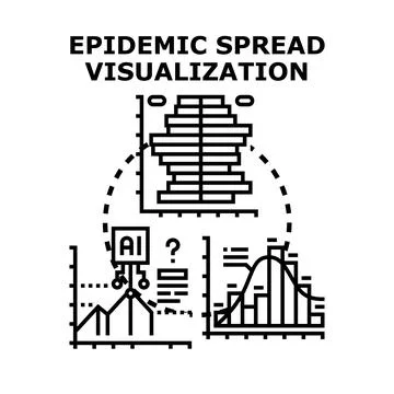 Epidemic spread data analysis visualization Stock Illustration