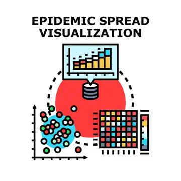 Epidemic spread visualization process analyzing public health data Stock Illustration