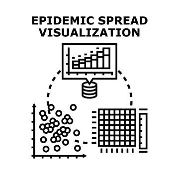 Epidemic spread visualization process analyzing public health data Stock Illustration